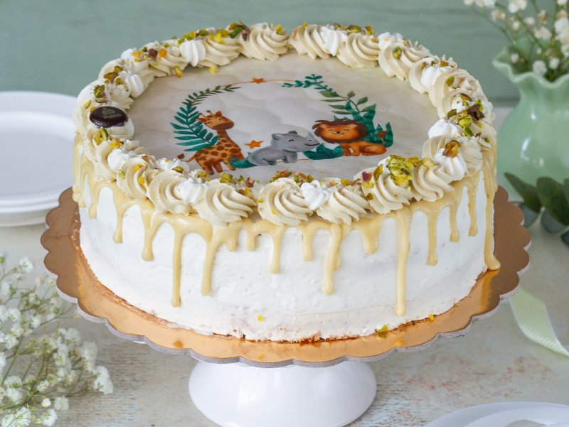 BEZGLUTENOWY Tort Pistacjowo – Malinowy 1,5 kg